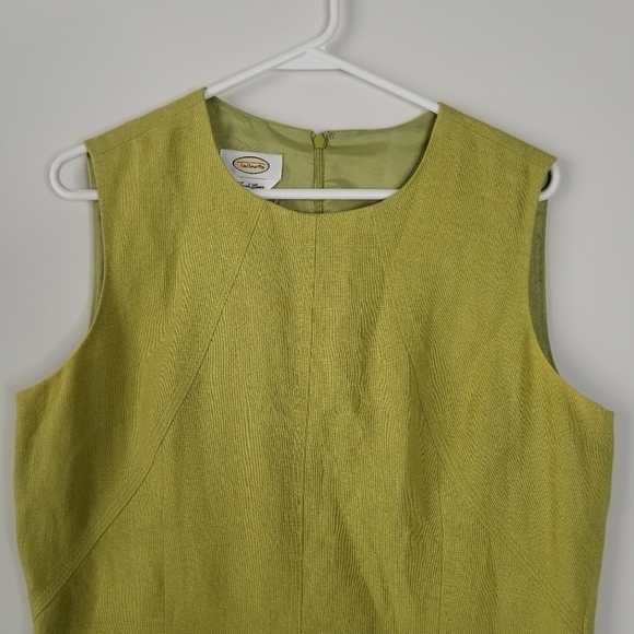 Vintage Talbots 100% Irish Linen Green Shift Knee Length Dress Sz 12 Sleeveless - Picture 4 of 16